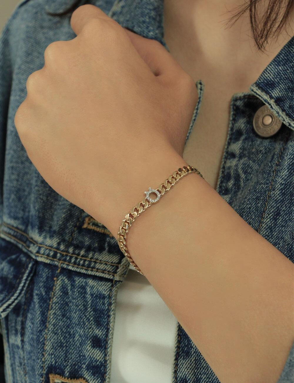 14ct Gold Diamond Personalized Letter Bracelet