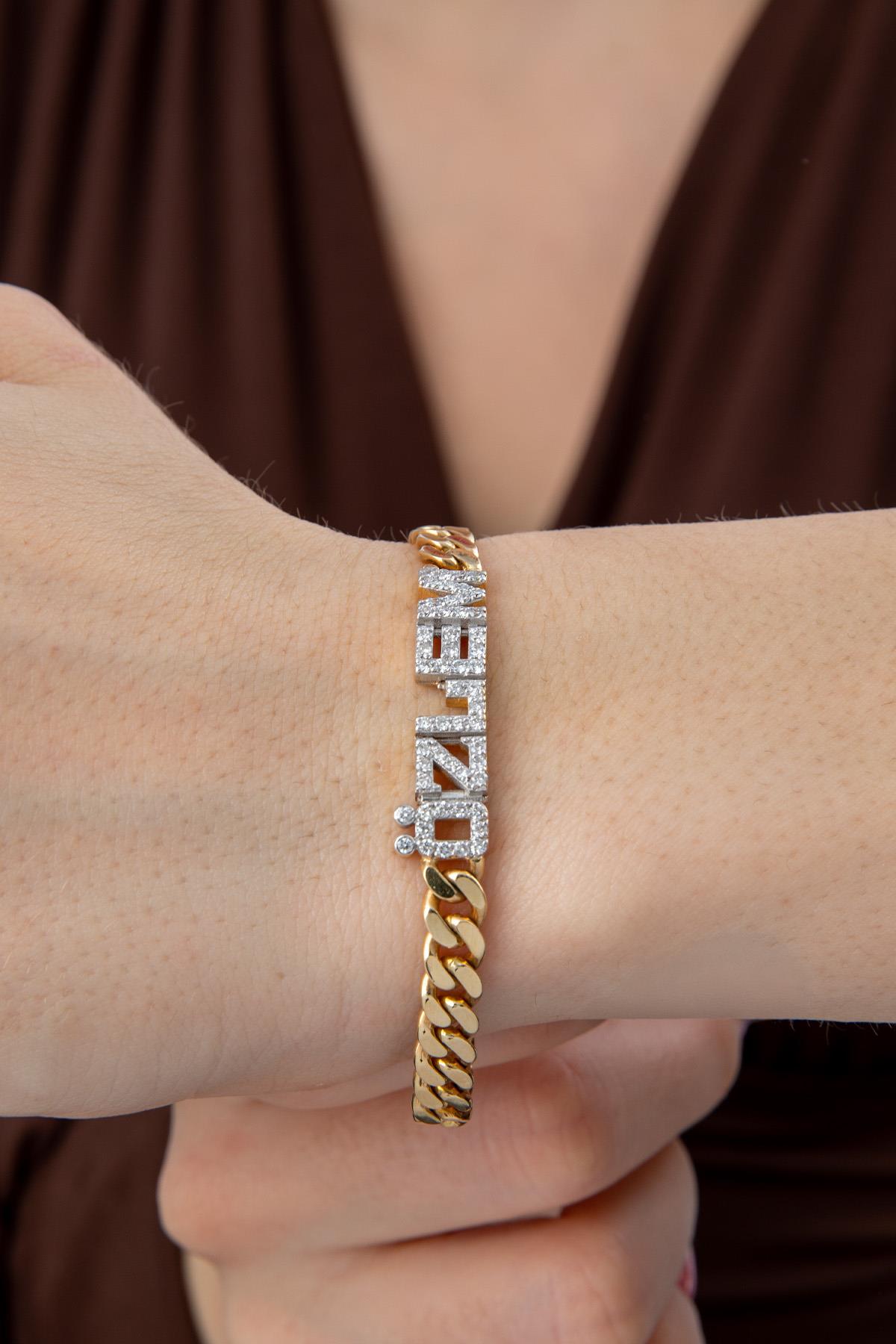 14ct Gold Diamond Personalized Name Bracelet