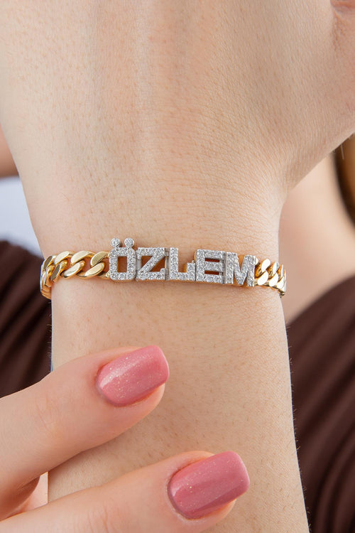 14ct Gold Diamond Personalized Name Bracelet