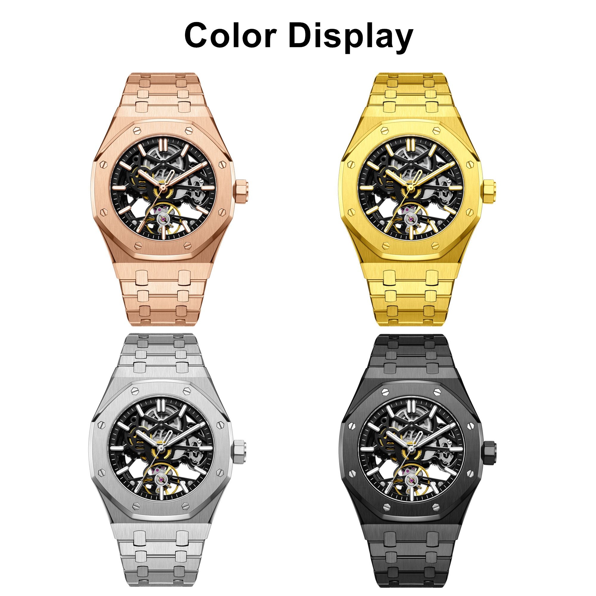 MEGIR Luxury Mechanical Watch for Men Waterproof Automatic Movement Holllow Dial Men's Wrist Watches Stainless Steel 9005-4