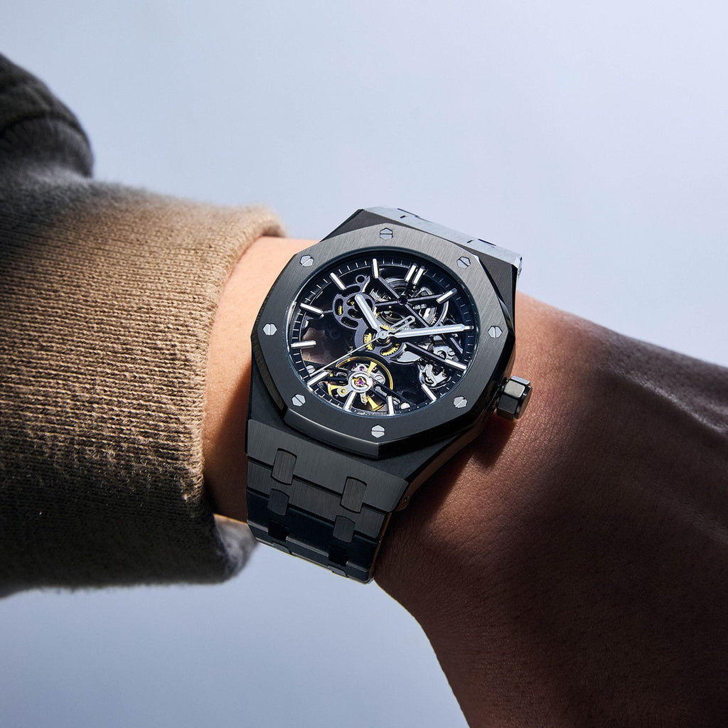 MEGIR Luxury Mechanical Watch for Men Waterproof Automatic Movement Holllow Dial Men's Wrist Watches Stainless Steel 9005-4