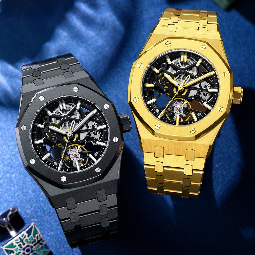 MEGIR Luxury Mechanical Watch for Men Waterproof Automatic Movement Holllow Dial Men's Wrist Watches Stainless Steel 9005-4