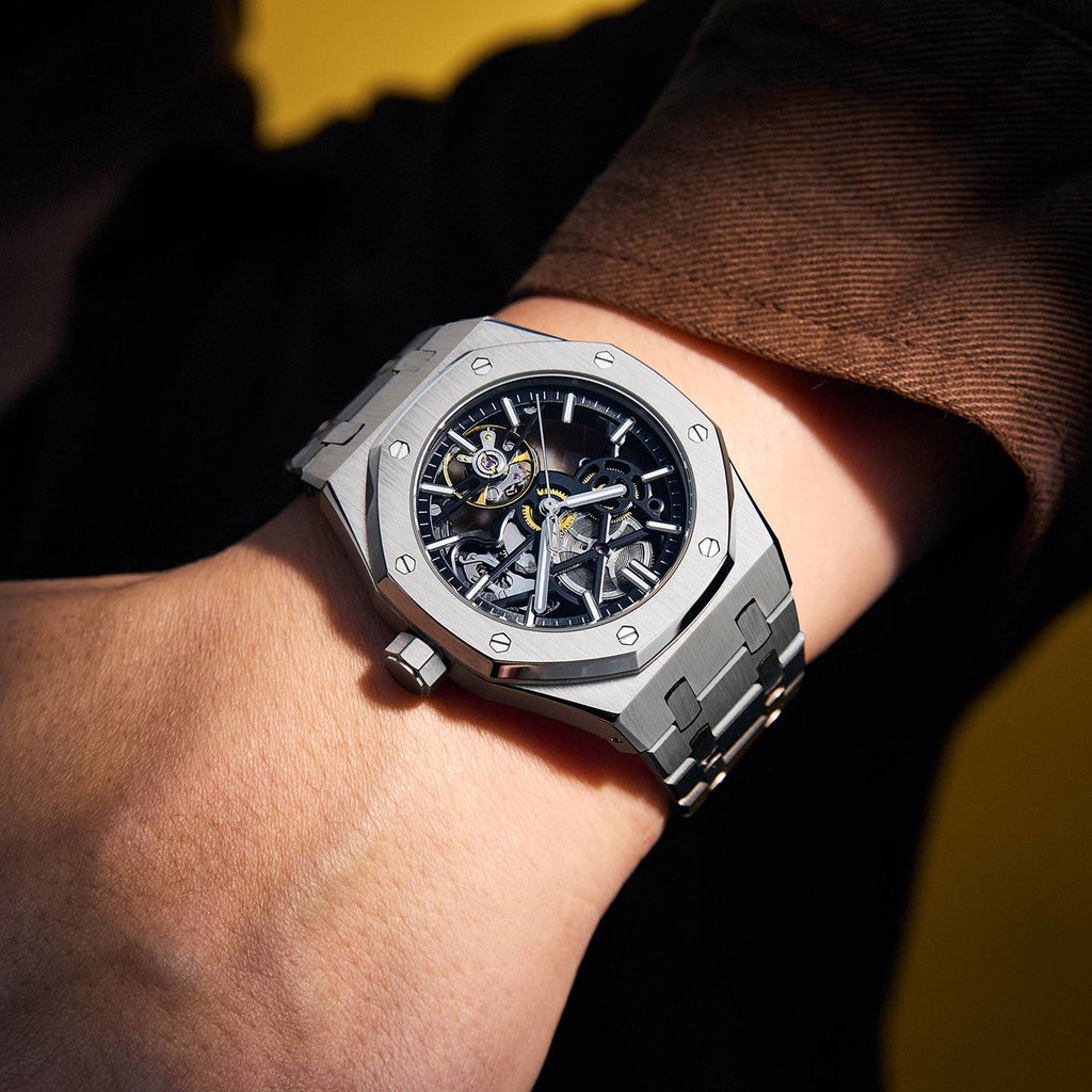 MEGIR Luxury Mechanical Watch for Men Waterproof Automatic Movement Holllow Dial Men's Wrist Watches Stainless Steel 9005-4