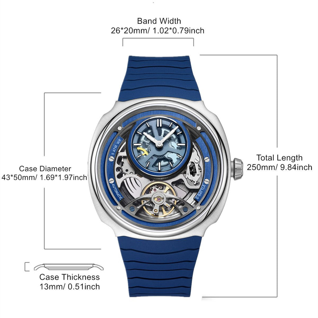 MEGIR Fashion Skeleton Men's Mechanical Watches 3ATM Waterproof Luminous Silicone Automatic Movement Sport Wrist Watch Reloj Hombre 2259