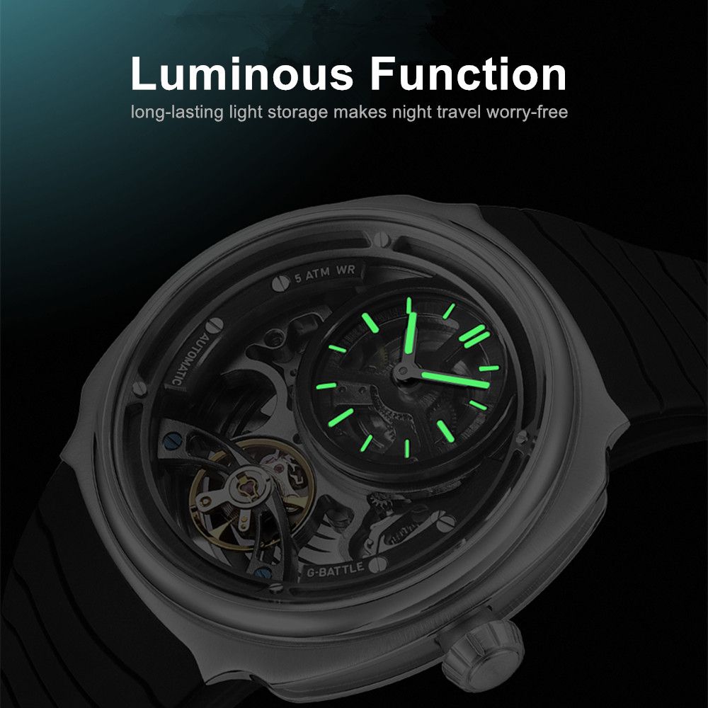 MEGIR Fashion Skeleton Men's Mechanical Watches 3ATM Waterproof Luminous Silicone Automatic Movement Sport Wrist Watch Reloj Hombre 2259