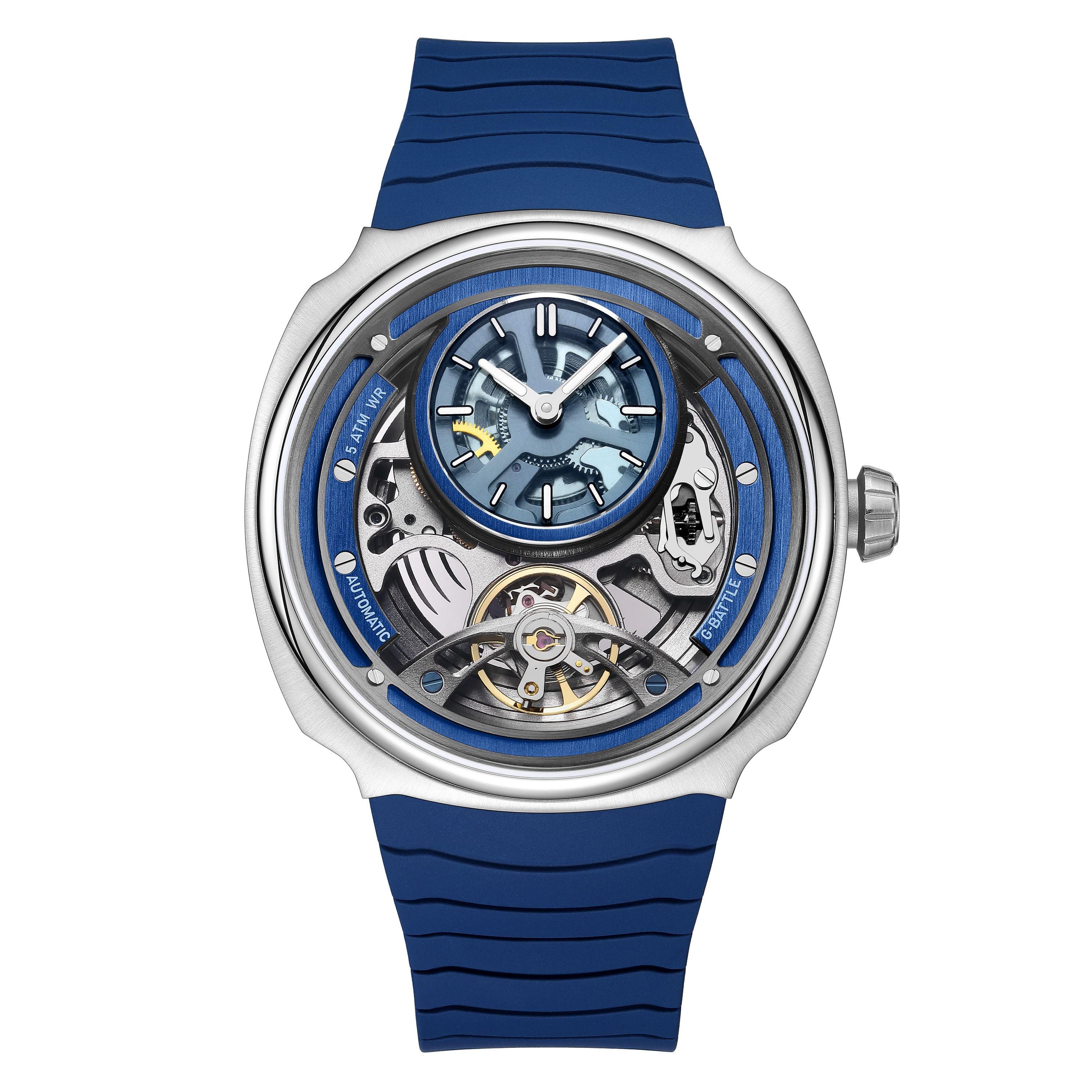 MEGIR Fashion Skeleton Men's Mechanical Watches 3ATM Waterproof Luminous Silicone Automatic Movement Sport Wrist Watch Reloj Hombre 2259