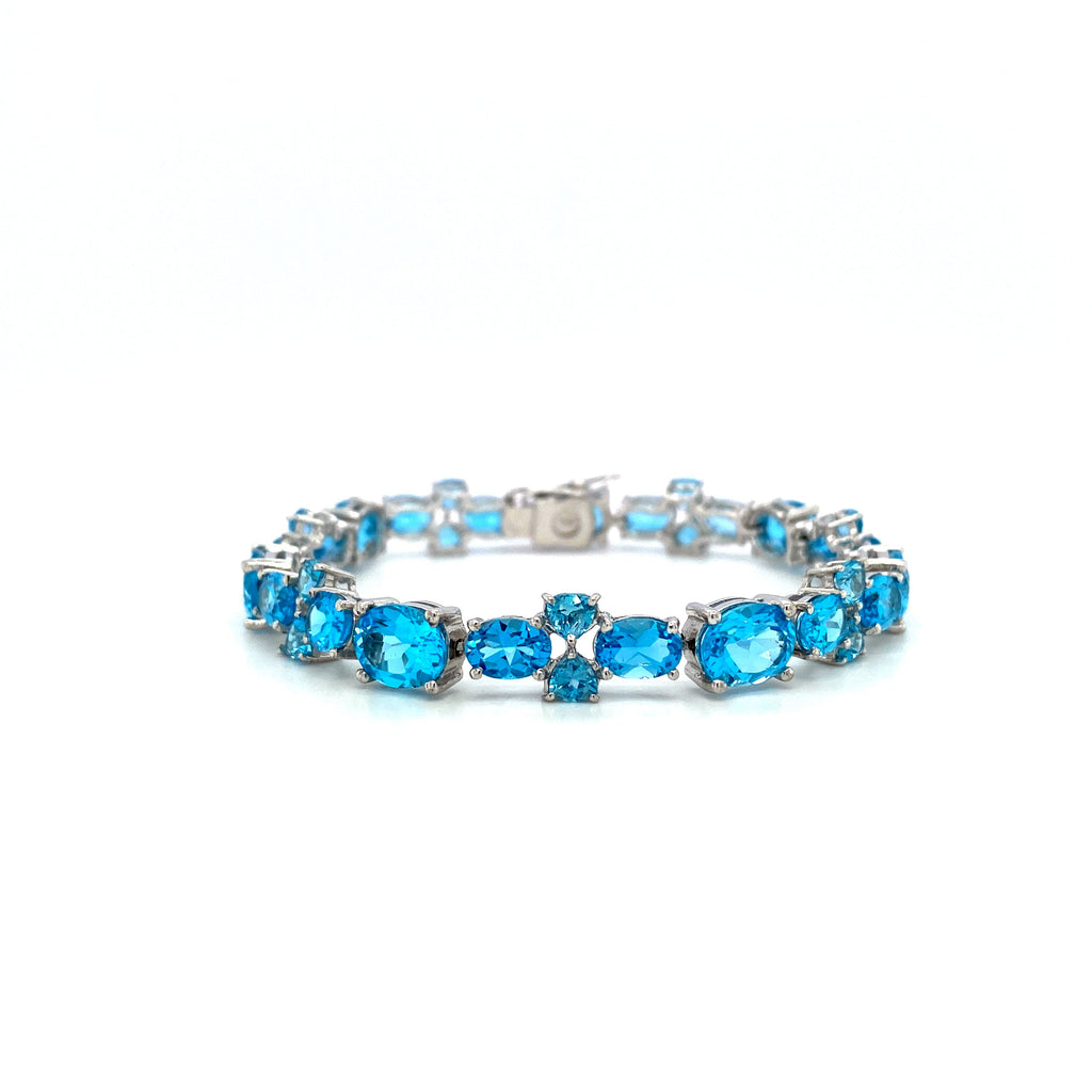 Blue Topaz Bracelet in .925 Sterling Silver - KSD 48429